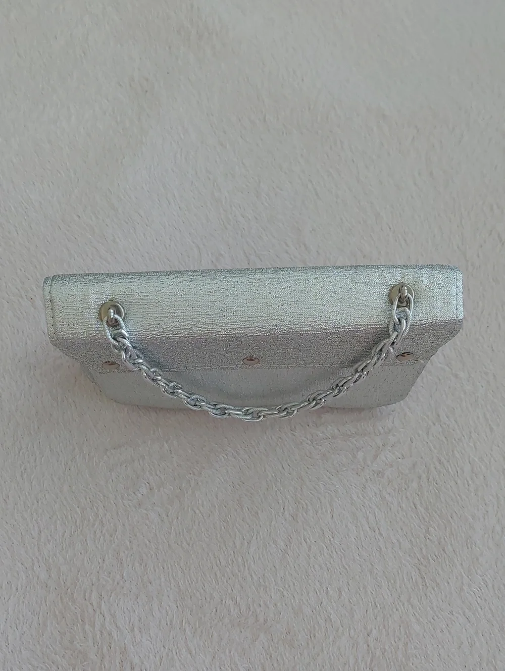 Silver Evening Clutch Bag with Chain Handle  NWOT